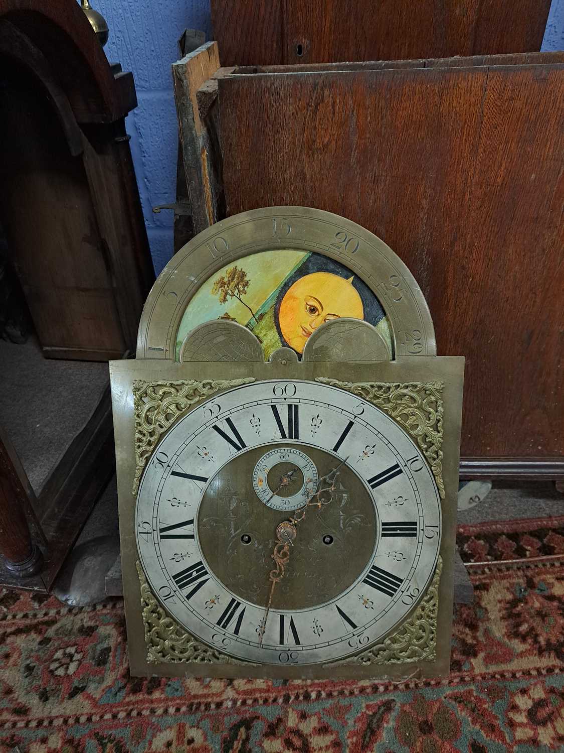 Late Georgian long case clock with brass dial with moon phase aperture to an eight day movement - Image 2 of 3