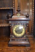 Late 19th Century mantel or bracket clock in architectural case with applied metal mounts fitted