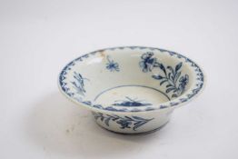 Lowestoft porcelain patty pan with blue and white designs within berry border (hairline to rim)