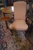 Reproduction Georgian style open armchair raised on short front legs with pad feet, 110cm high