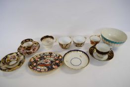 Group of English porcelain wares including a Chelsea Derby bowl (a/f), a Derby 19th Century teapot