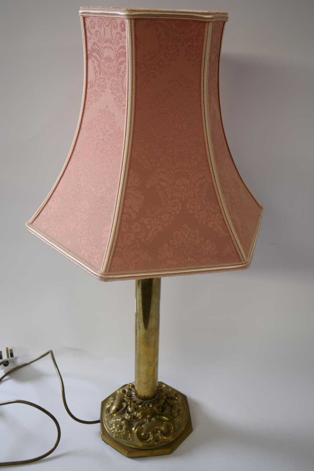 Table lamp with brass column - Image 2 of 2