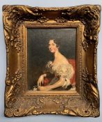 (British School, 20th century), oleograph, portait of a lady, signed 'Hunt' to lower right 9.5x7.