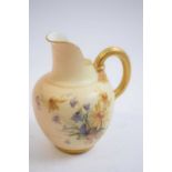 Small blush ground ewer painted with flowers possibly by Raby