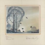 Hugh Brandon Cox (British, 20th century), a pair of chromolithograph prints: 'Evening Elms' and '