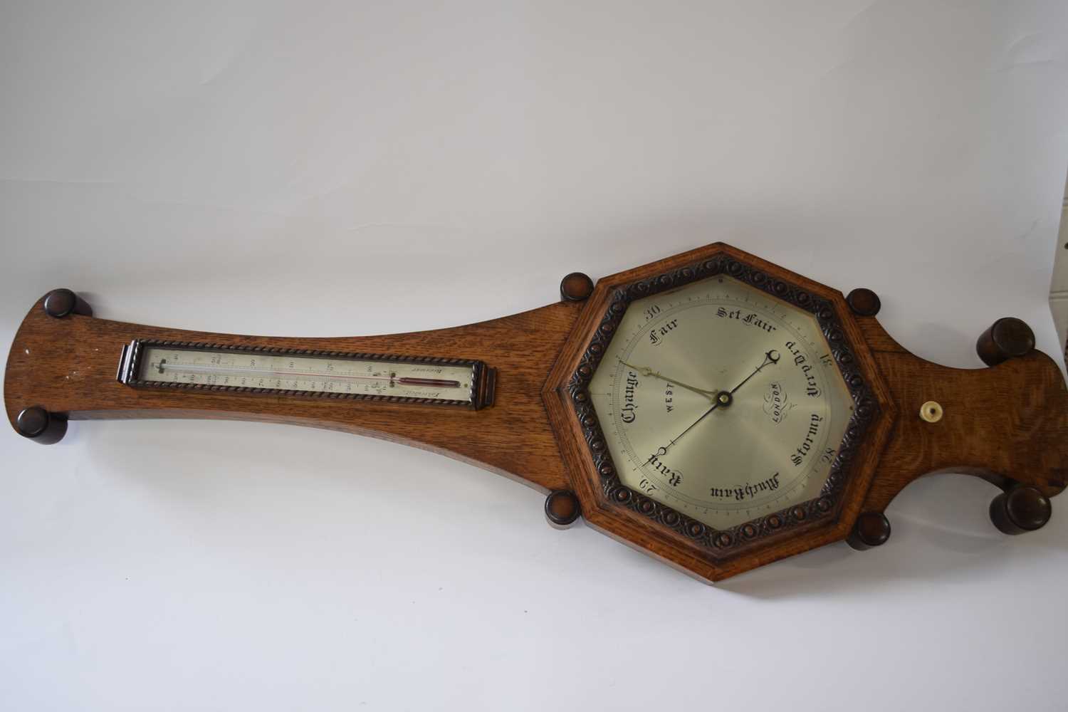 19th Century Oak barometer - Image 2 of 2