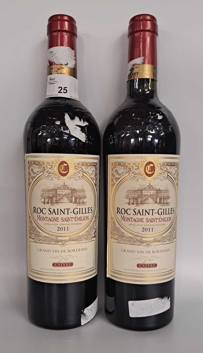 Two bottles Roc Saint-Gilles, Grand Vin De Bordeaux, Calvet 2011