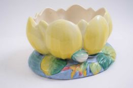 Clarice Cliff planter shaped as a lilly pad