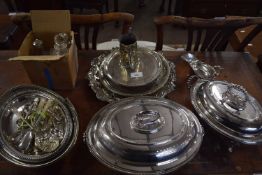 Collection of various assorted silver plated wares to include a range of serving dishes, trays