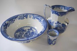 Quantity of Masons washbasin set including large bowl and jug and a smaller spill vase, all with