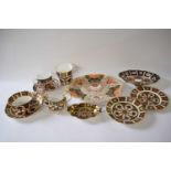 Group of Royal Crown Derby wares including a large Derby Stevens & Hancock dish in Imari pattern and