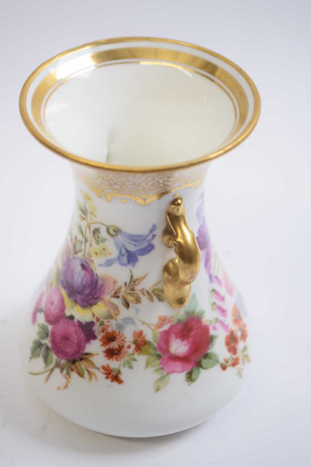Small Royal Doulton porcelain vase with painted floral decoration, signed T E Wood, 11cm high - Image 2 of 3