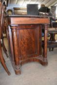 19th Century mahogany Davenport desk of typical form with wedge shaped top opening to a interior