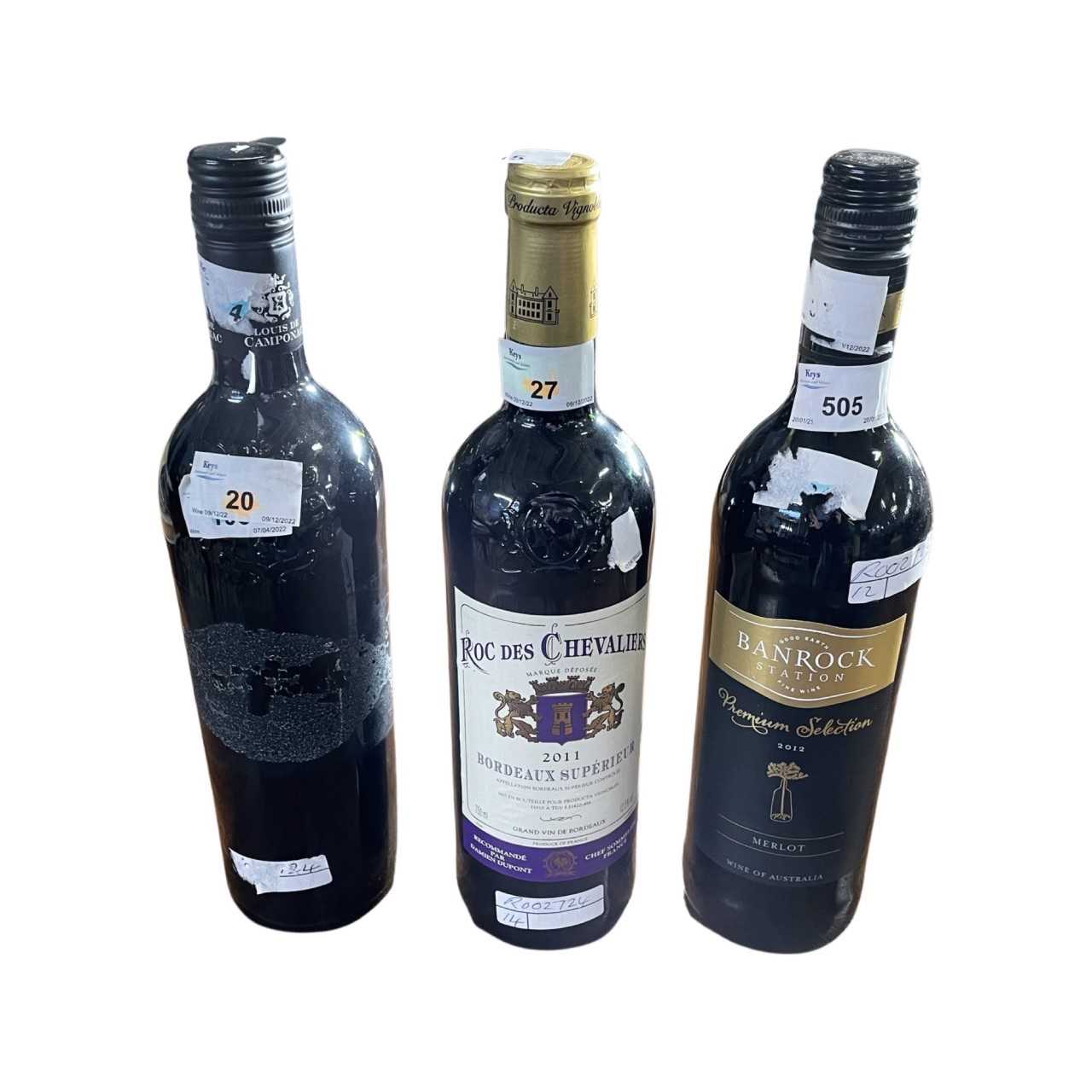 Mixed lot to include: One bottle Banrock Station Merlot, 2012; One bottle Louis de Camponac Cabernet