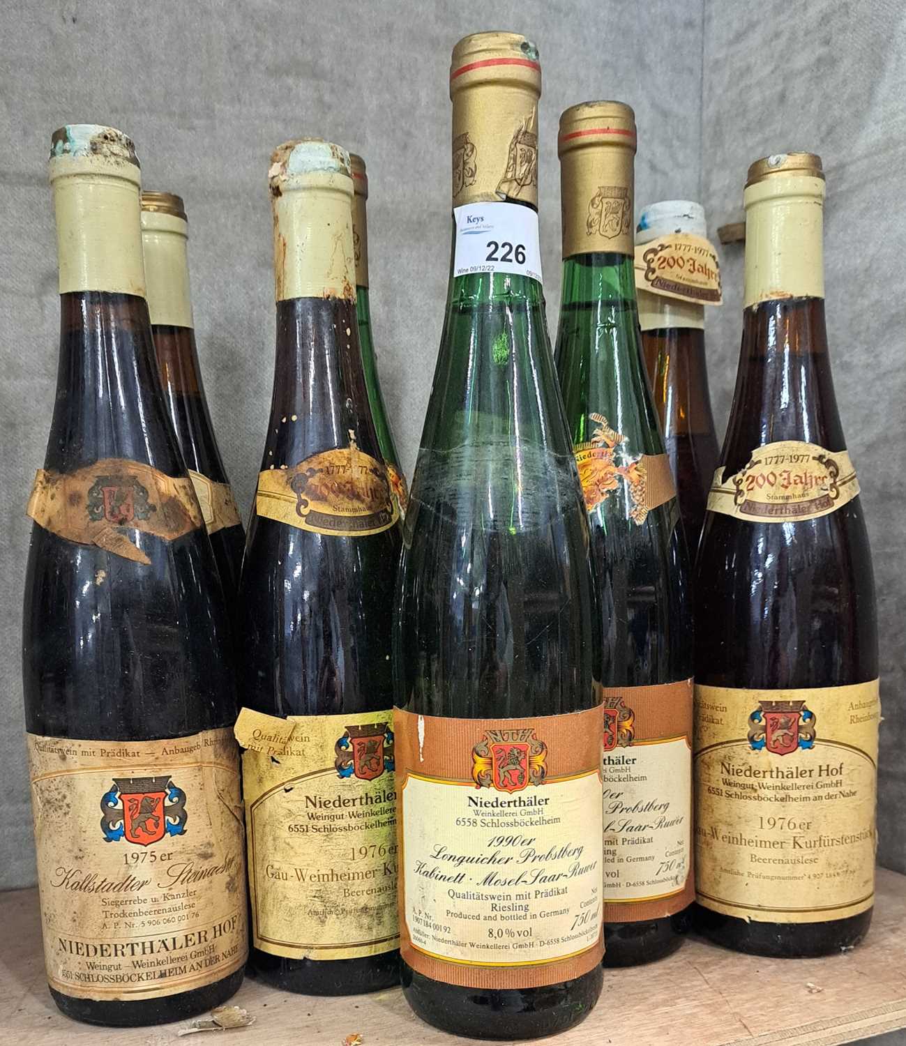 Nine bottles Niederhaler mixed years to include 1990, 1976, 1975 (9)