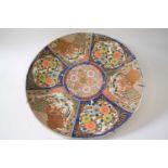 Japanese porcelain charger, early 20th Century decorated with panels of flowers in Imari palate,