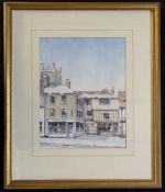 Andrew Freebrey (British, 20th century), 'Tombland, Norwich', watercolour, signed,13x10ins, mounted,