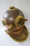 Navy diving helmet marked 5 date of manufacture 1945, possibly reproduction