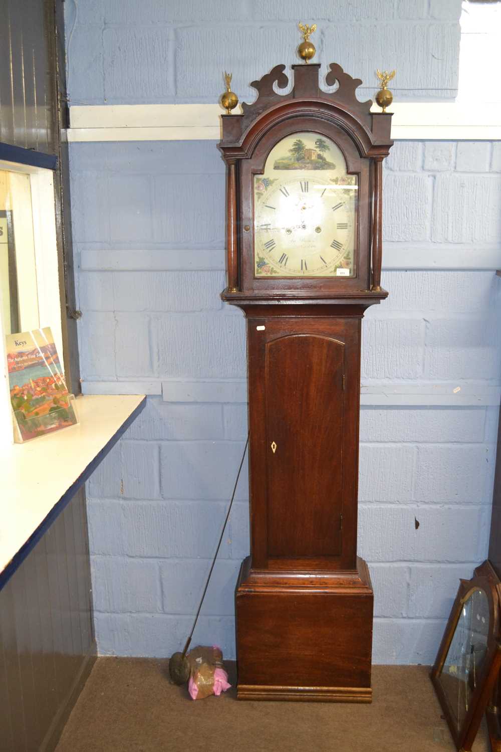 Jonathan Brown, Harleston, 18th Century oak long case clock with painted arched dial and an eight