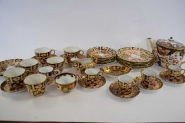 Group of Royal Crown Derby wares including a teapot, milk jug, side plates, some shaped cups and