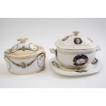 Early 19th Century Spode sucrier and cover, pattern 319 together with a further small terrine and