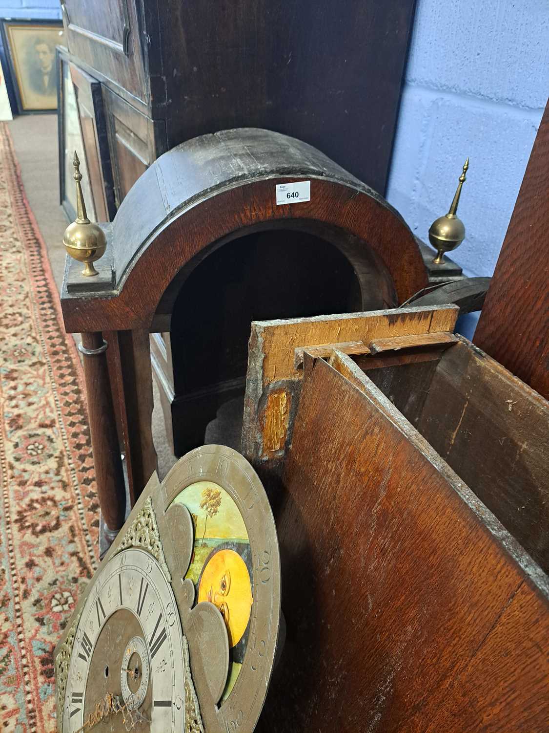 Late Georgian long case clock with brass dial with moon phase aperture to an eight day movement - Image 3 of 3