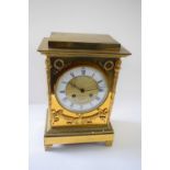 Large early 20th Century brass mantel clock, the clock by Lund & Blockley, London