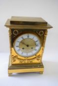 Large early 20th Century brass mantel clock, the clock by Lund & Blockley, London
