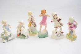 Group of Royal Worcester figures by Doughty including Wednesday's Child, Snowy, May etc (6)