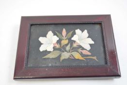 Small Pietra Dura panel of flowers in mahogany frame