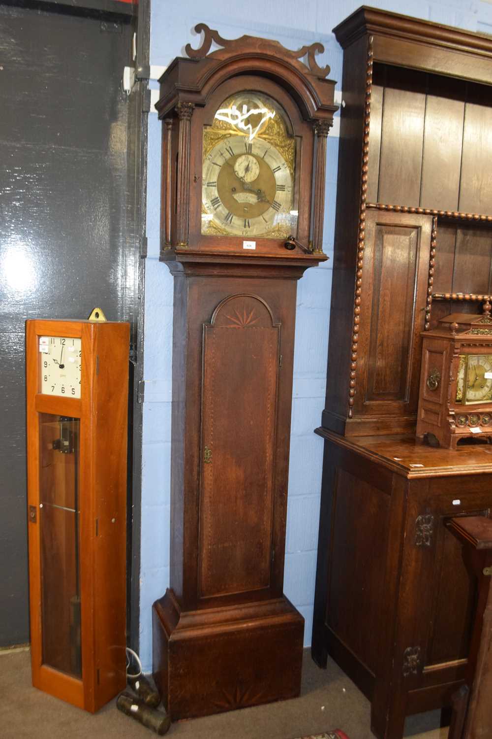 John Blumfield, Norwich, an 18th Century long case clock with arched brass and silvered dial with - Image 2 of 3