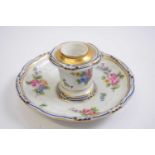 Sevres style ink well with floral decoration
