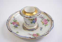 Sevres style ink well with floral decoration