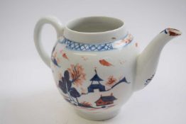 Lowestoft porcelain teapot with the dolls house pattern (lacking cover)