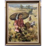 I.Fantje (Indonesian, 20th century) 'Rice Fields', oil on canvas, signed, 21.5x16.5ins, framed.