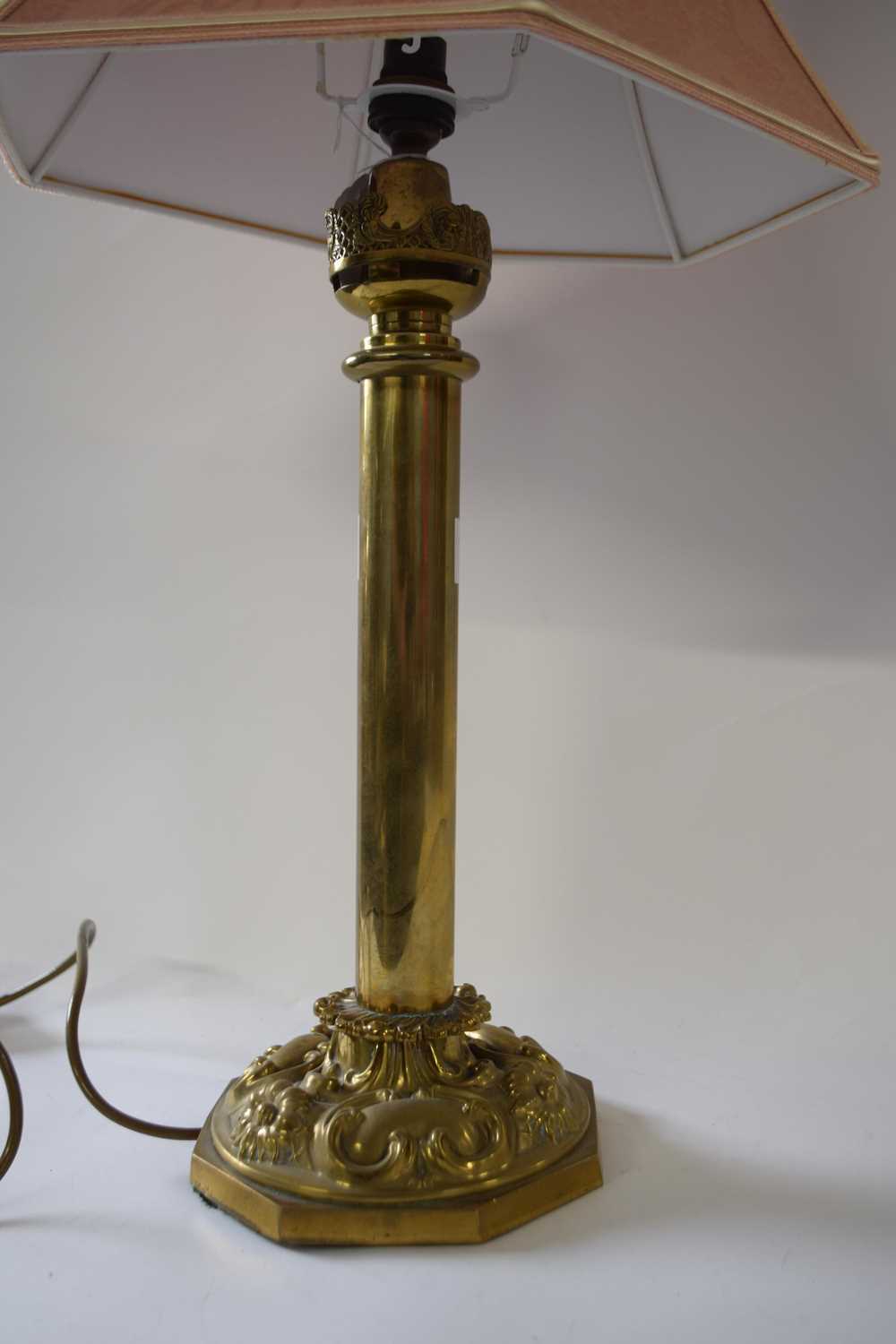 Table lamp with brass column