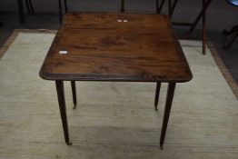 19th Century mahogany Pembroke table of typical form raised on tapering square legs with brass