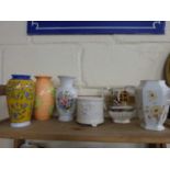 Mixed Lot: Various assorted modern vases, jardiniere and a decorated jug