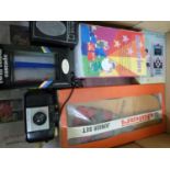 Box of vintage toys to include a Jokair Junior Set, Kodak camera and other assorted items