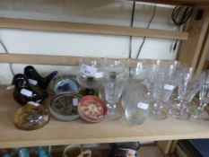 Mixed Lot: Various drinking glasses, paperweights, glass birds etc