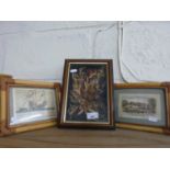 Mixed Lot: Two framed prints and a dried flower picture