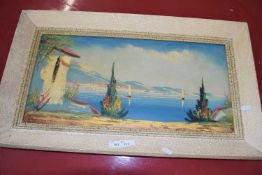 Continental study of a Italian bay scene, oil on canvas, framed