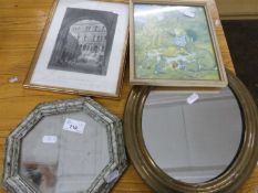 Mixed Lot: Prints and mirrors (4)