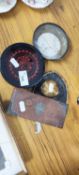 Mixed Lot: Small leather and white metal mounted box, various placemats and other items