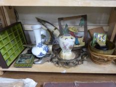 Mixed Lot: Various assorted ceramics, a small gilt picture frame, ring tray etc