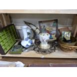 Mixed Lot: Various assorted ceramics, a small gilt picture frame, ring tray etc