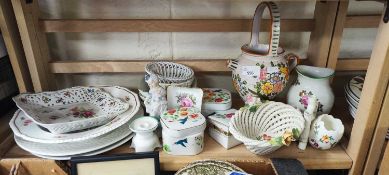 Mixed Lot: Various assorted floral decorated ceramics to include a small Herend porcelain basket