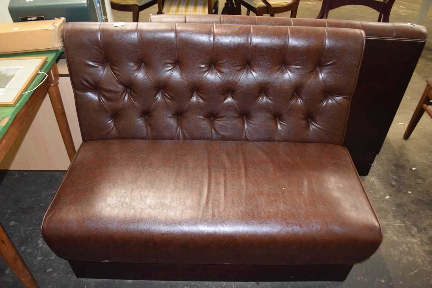 Modern button upholstered pub bench for commercial use, 120cm wide