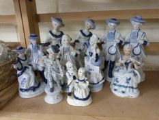 Collection of modern blue and white figures