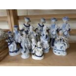 Collection of modern blue and white figures